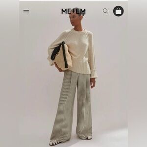 ME + EM Striped  Wide-Leg Pants